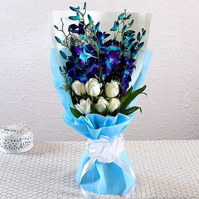 Best Wishes Mesmerising Orchids Roses Bouquet