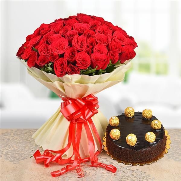 100 ROSES N CHOCOLATE CAKE