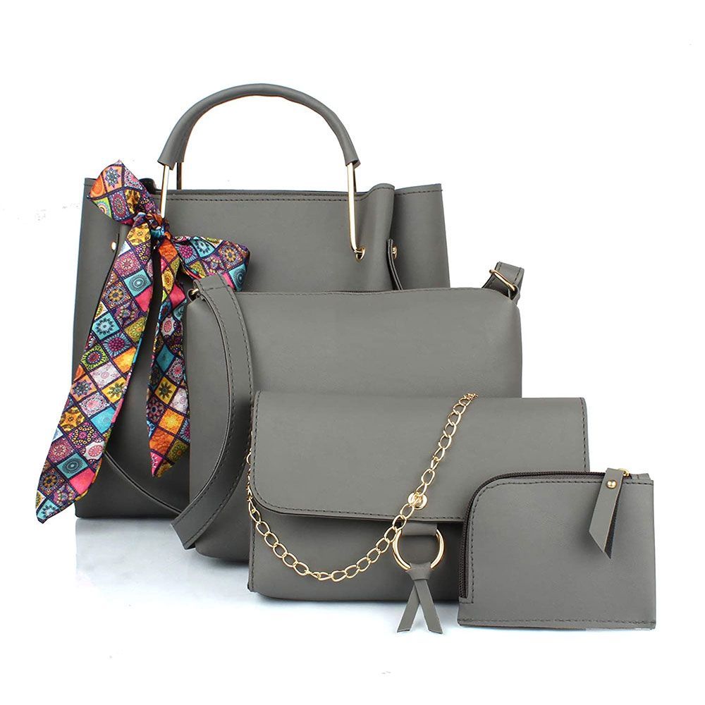 Womens grey handbag combo