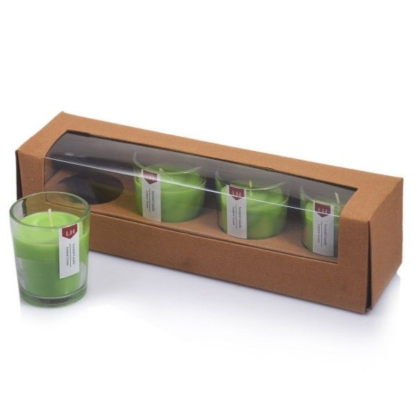 et of 4 Scented Glass Votive Candles Lemon Grass Fragrance