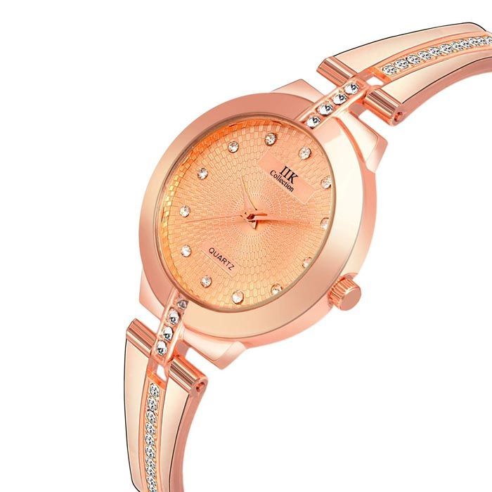 Analogue Rose Gold Dial-Silver Bracelet Girls-Womens Wrist Watch