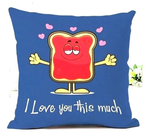 Printed Cushion Cover With Filler Blue Love You This Much