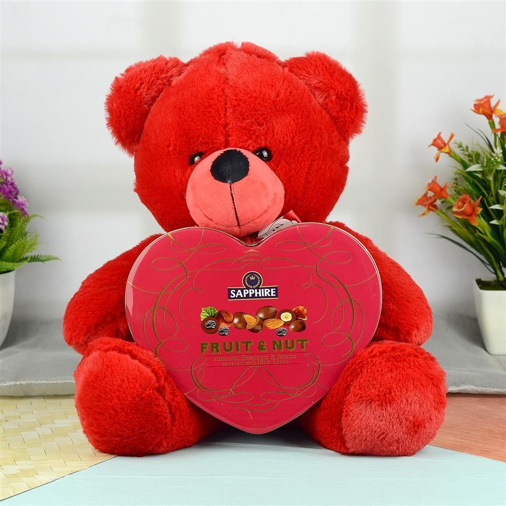 Darling Red Bowtie Teddy & Sapphire Box