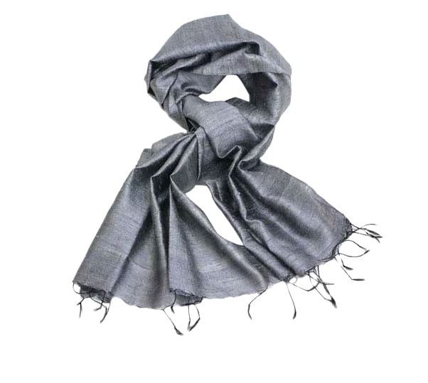 Grey Raw Silk Stole 
