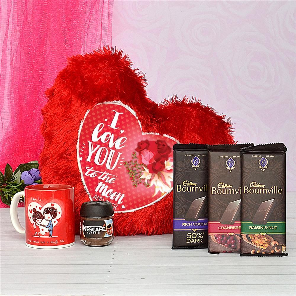 Pillow, Chocolates With Mug & Coffee