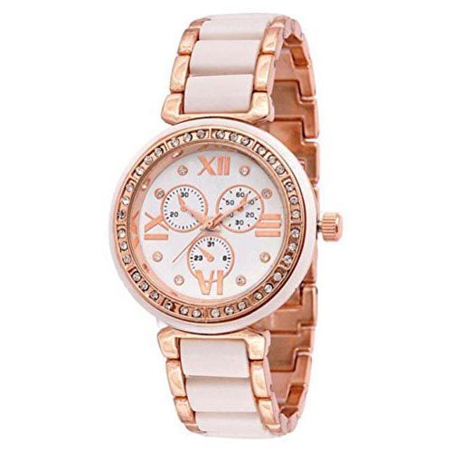 Designer White & Gold Diamond Watch For Women