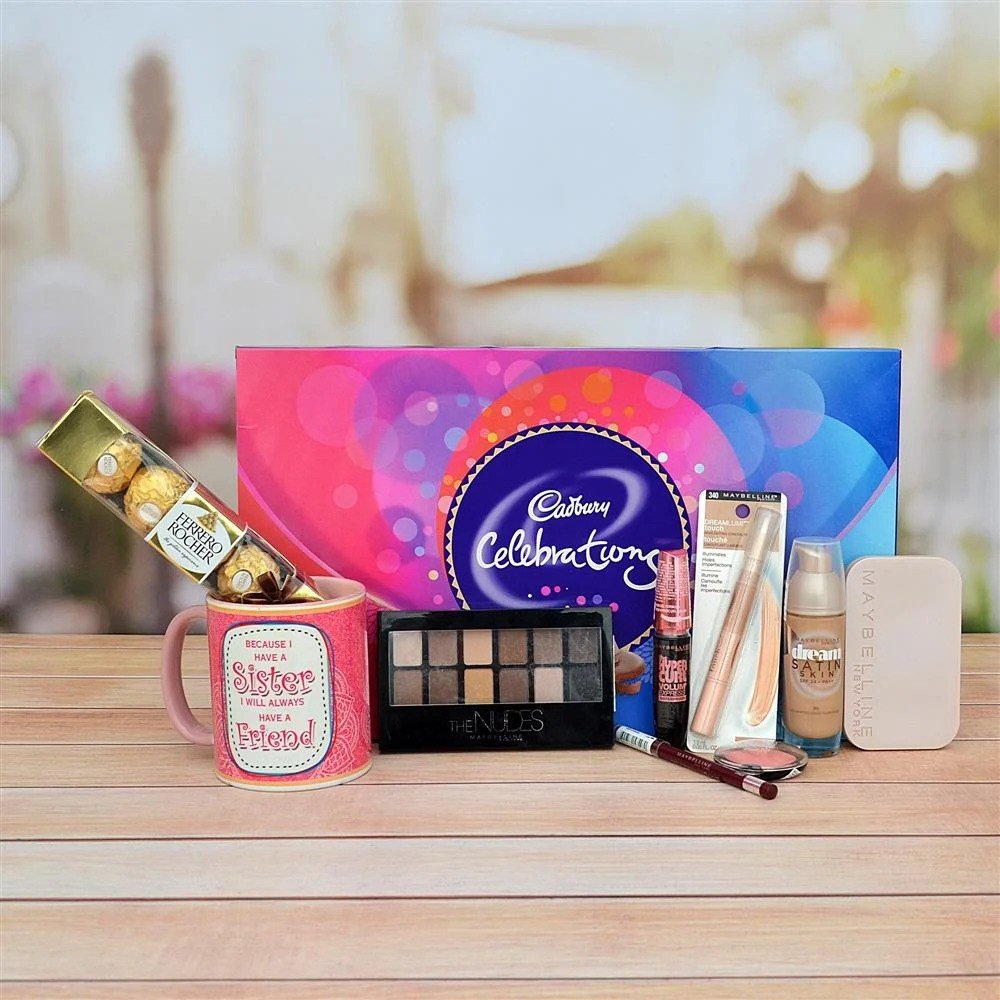 Maybeline Cosmetics Set, Celebration, Ferrero Rocher & Mug for Sister