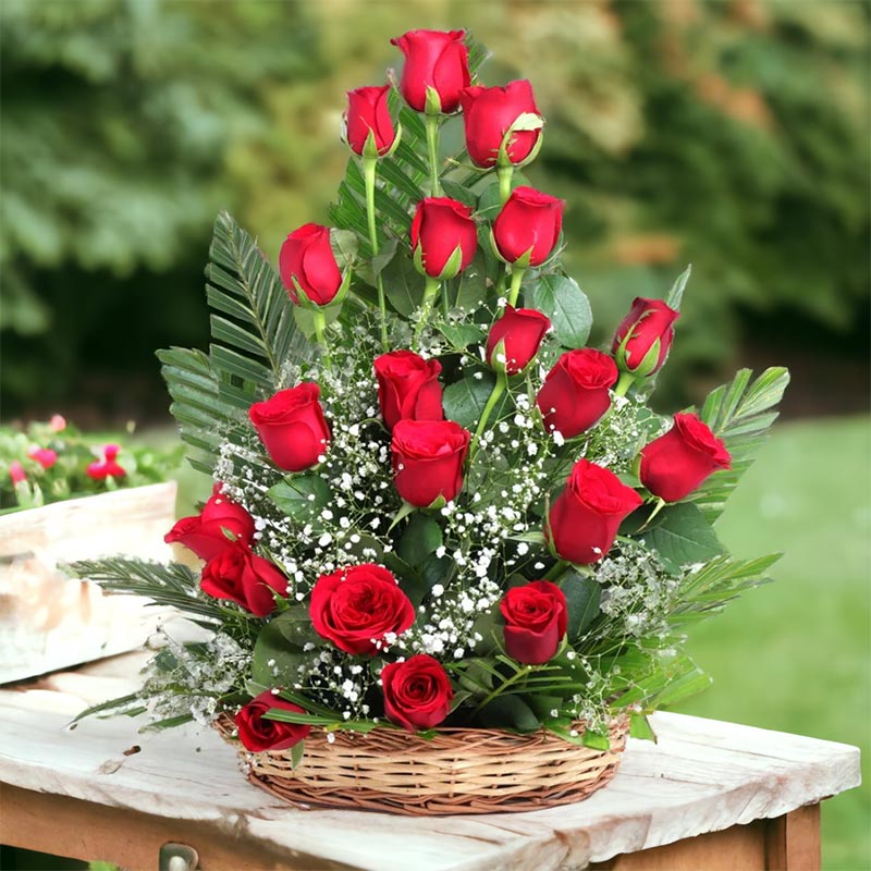 Flowers In Basket Arrangement
