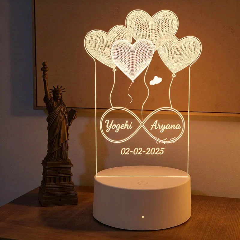 Personalized Heart Balloon Infinity LED Lamp