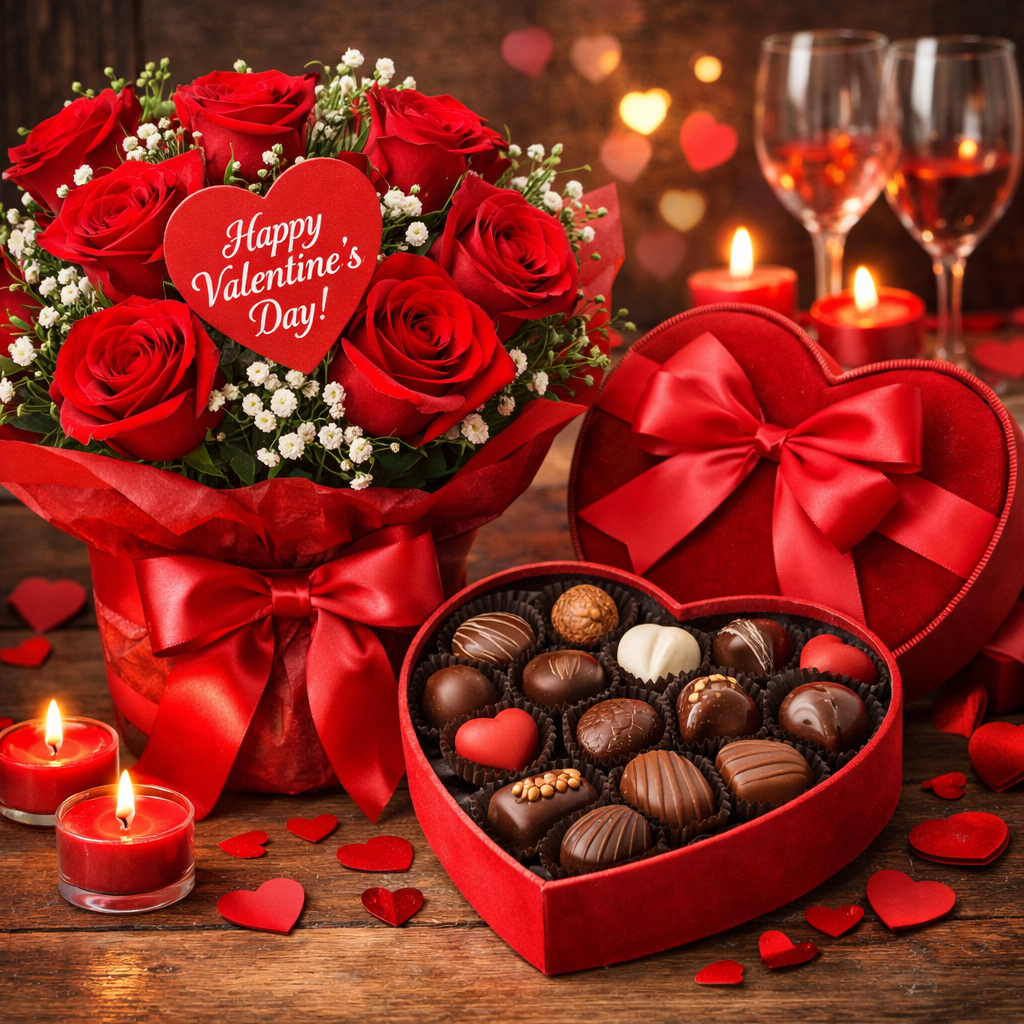 Valentine’s Day Flowers And Chocolates