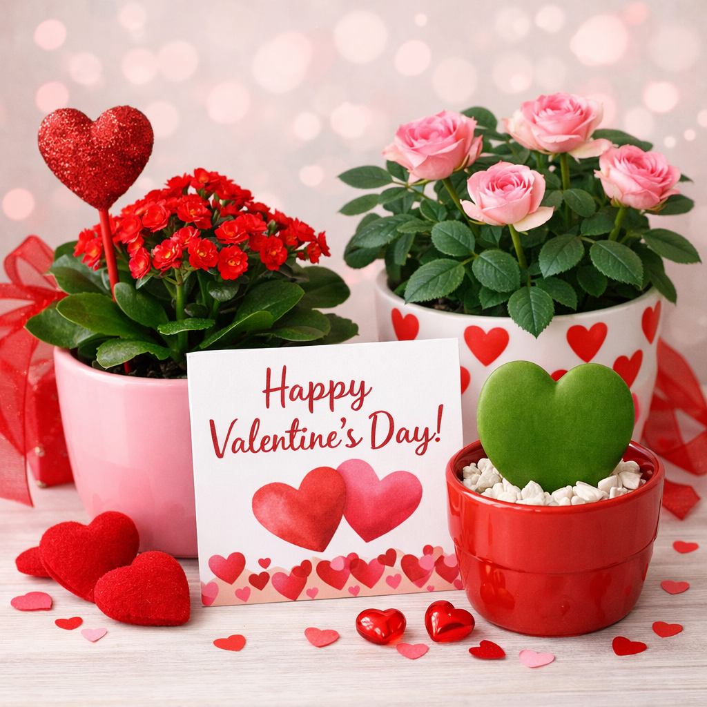 Valentine’s Day Plants And Greeting Card
